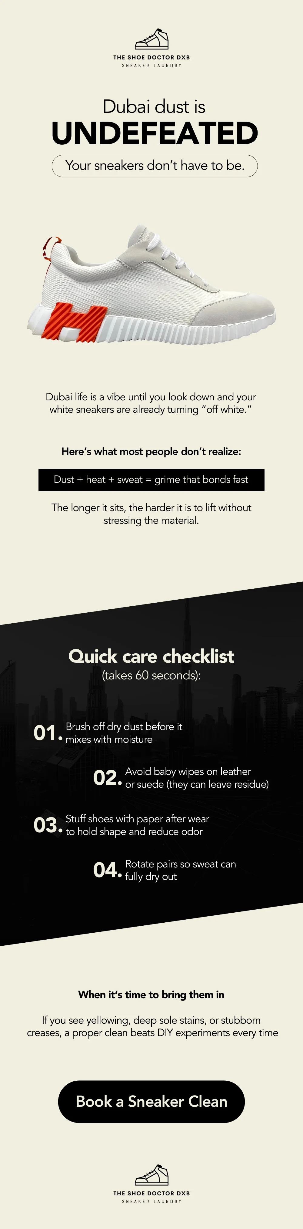 Full email design for The Shoe Doctor DXB sneaker care client