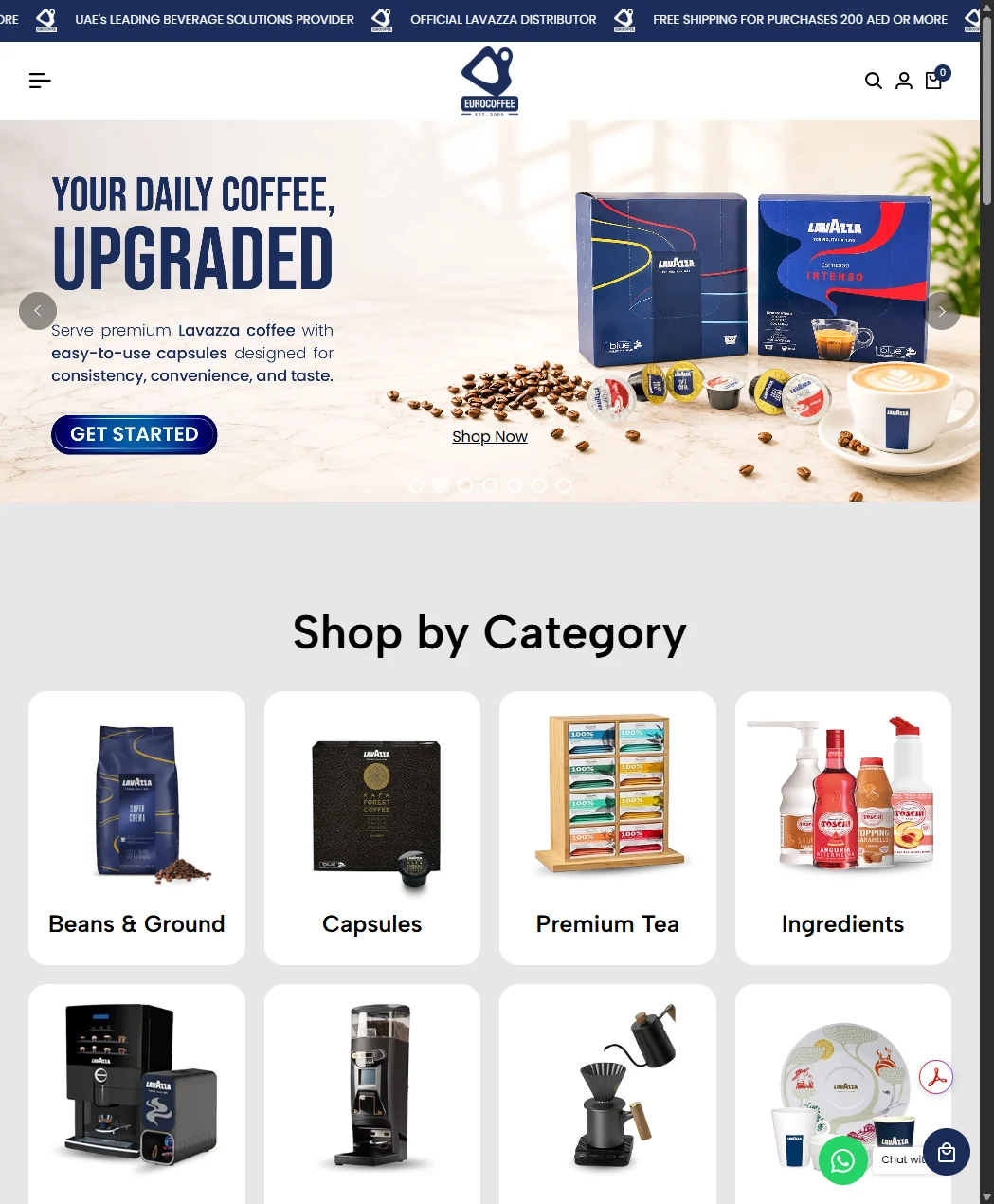 EuroCoffee Lavazza homepage, built by The Digital Blueprint