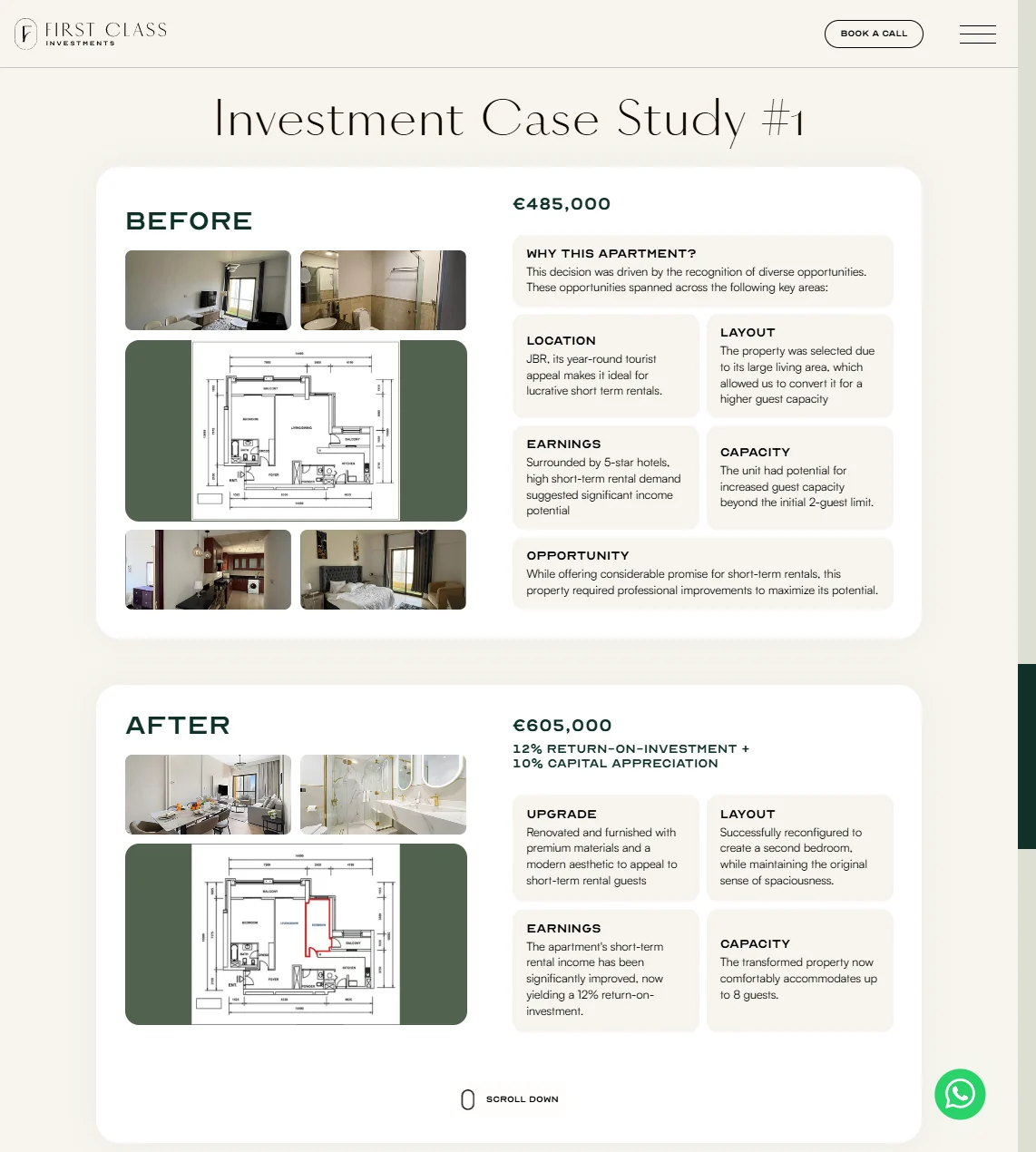 First Class Investments case study, before and after
